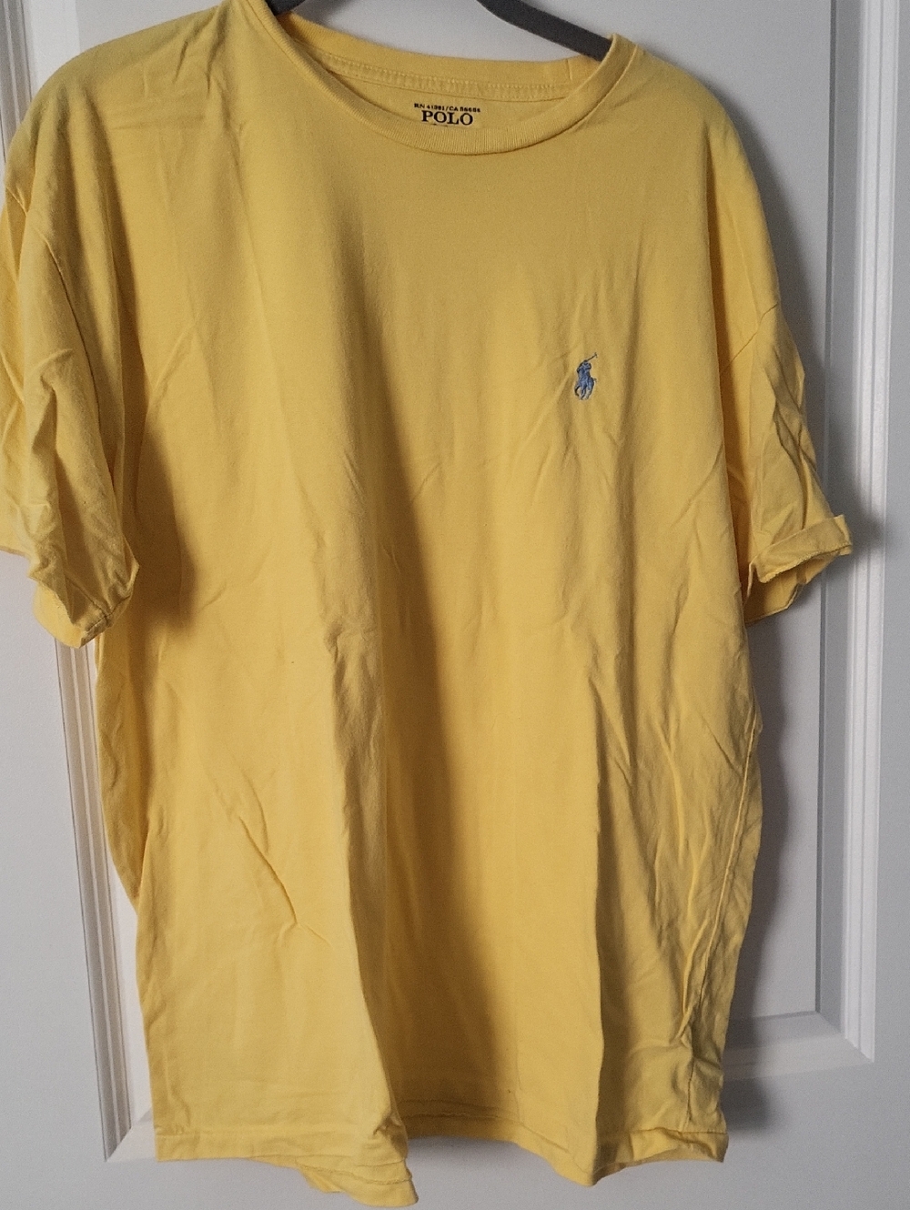 Polo by Ralph Lauren Men’s Yellow Crew Neck Tee with Blue Pony Logo